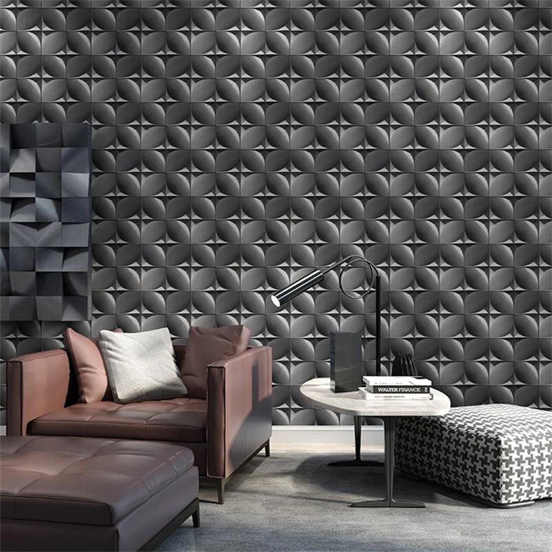 3D solid geometry square grid wallpaper gray Nordic living room bedroom dining room background wallpaper non-self adhesive