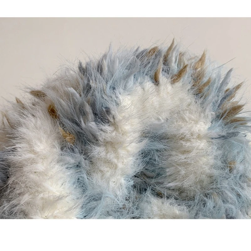 لطيف الدب الصغير الأذن مخطط مختلط اللون بلوفر مغزول القبعات للنساء الخريف والشتاء سميكة الدافئة Skullies Beanies