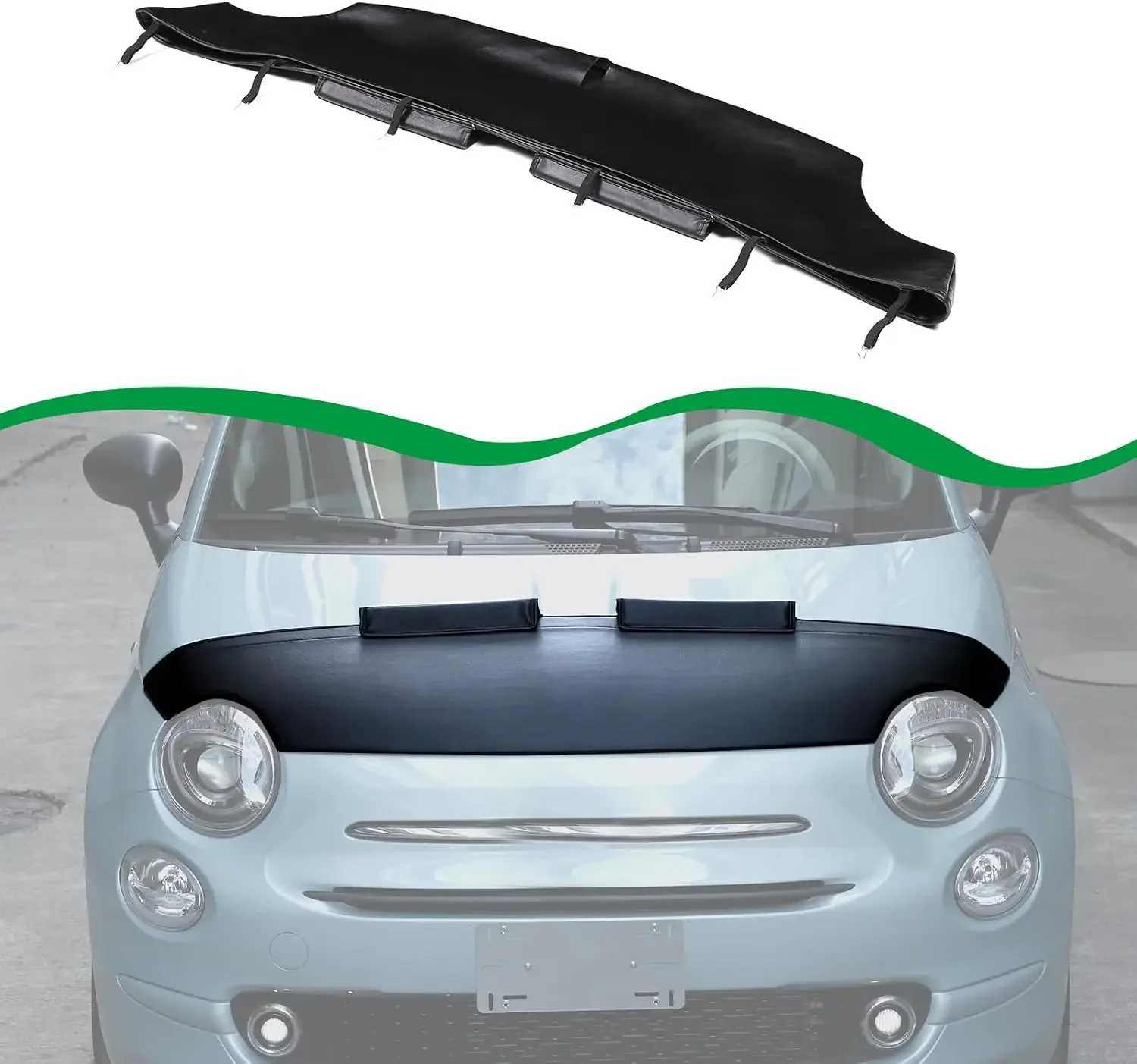 1PCS PU Leather Car Hood Sand and Stone Deflector Bra Car Hood Protection Cover Accessories For Fiat 500 2007-2024