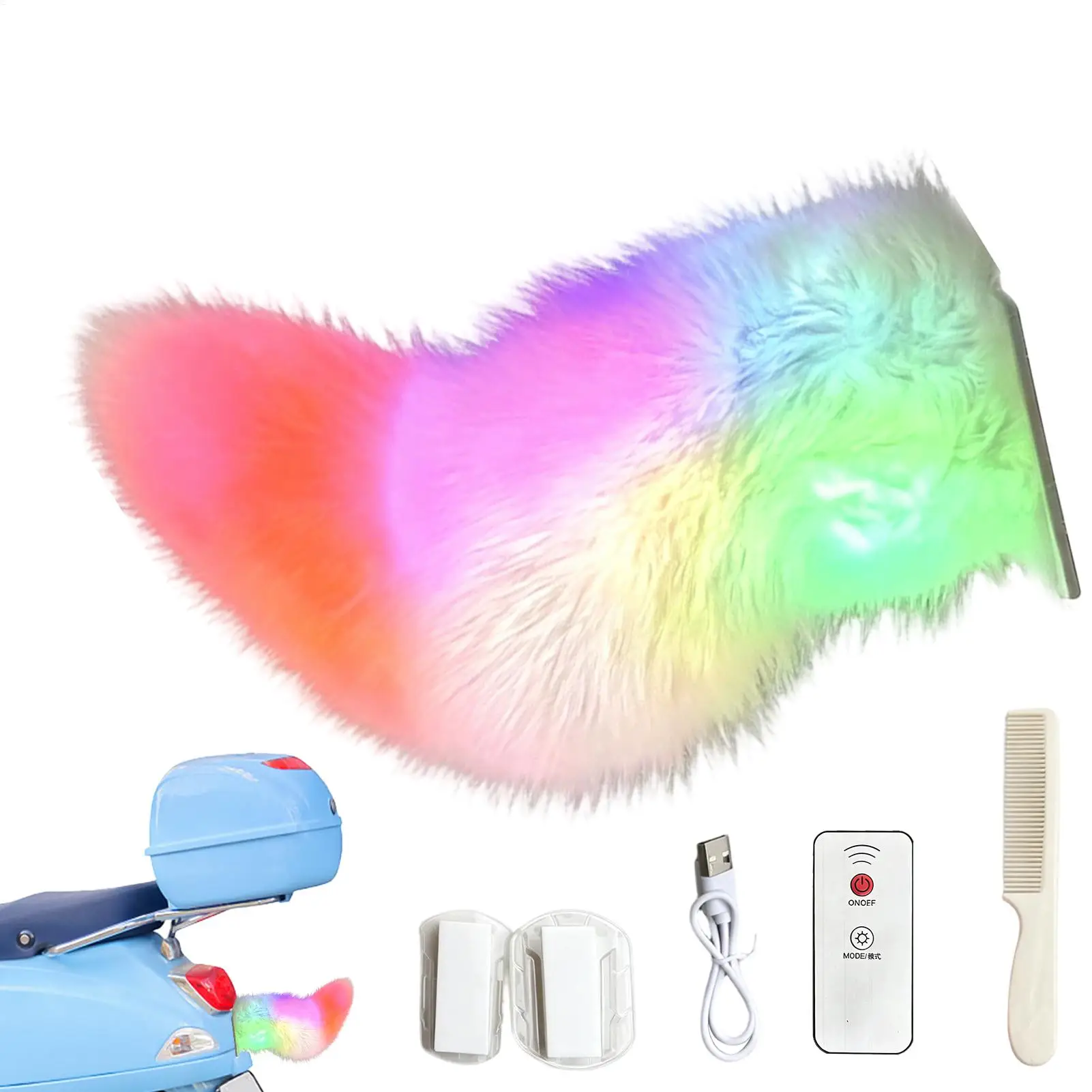 

Wagging Car Tail Rechargeable LED Lights Ornament Car Wagging Cat Tail For Auto SUV RV Trucks Motorcycle Vehicles Home Travel