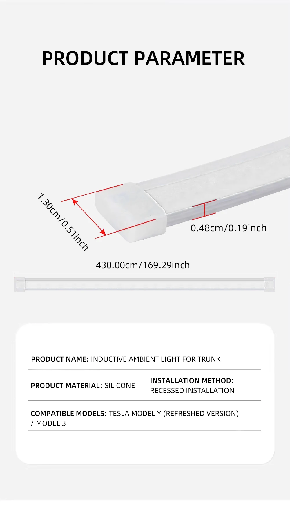 Für Tesla Model 3/Y Kofferraumbeleuchtung 4,3M Ambiente-Licht Innendekorations-LED mit Zigarettenanzünder Kabellose Heckklappen-Lichtleiste 12V – Detail 10