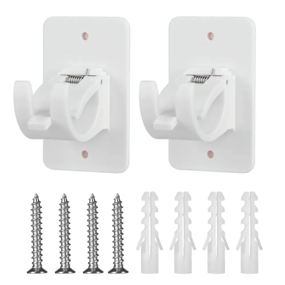 Bathroom Curtain Pole Plastic Screws Wall Hooks Curtain Rod Holder Mounting Bracket Fixing Rod Holder