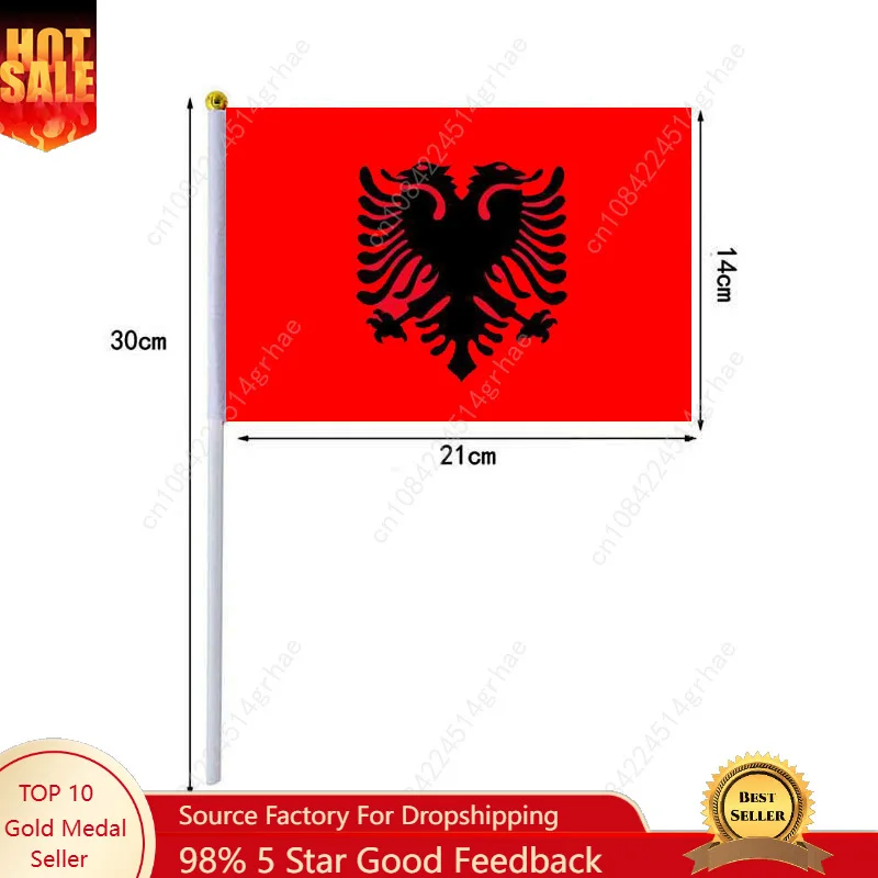 

Albania Hand Waving Flag Albanians Small Mini Hand Held Flags 10 Pcs 14x21cm World Cup Sporting Event Support Handheld Flag