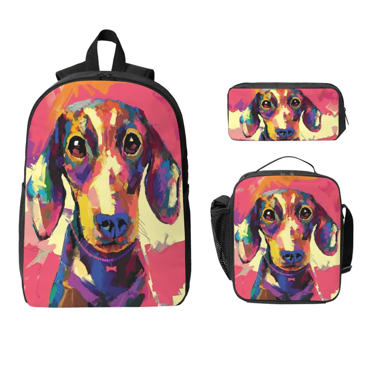 

Dachshund Backpack Student Boys Girls BookBag School Bag Laptop Shoulder Bags 3ps Insulated Lunch Bag Pencil Case