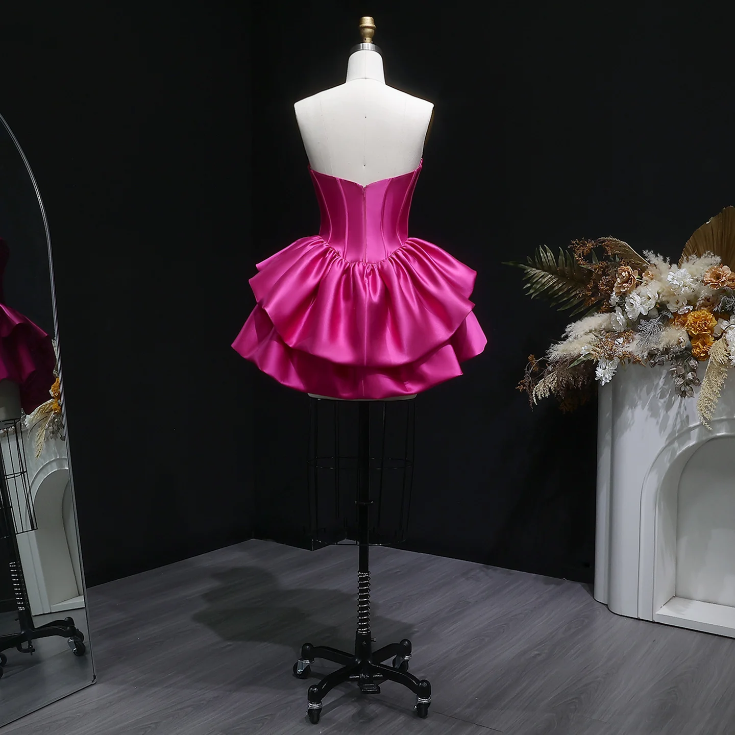 Sharon Said Fuchsia Sweetheart Homecoming Dress Corset Satin Tiered Ruffle Dubai Mini Cocktail Prom Party Gowns RM142 Customized – Detail 10