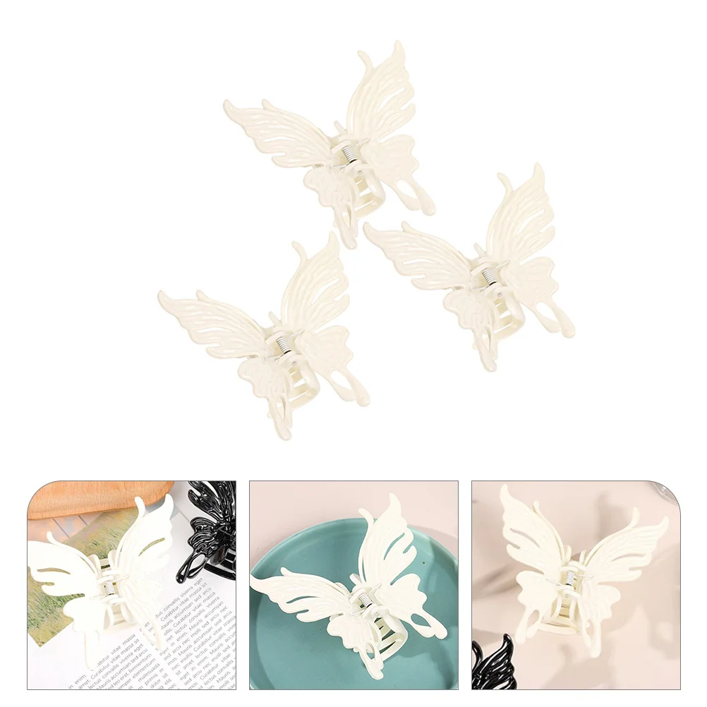 

3 Pcs Large Hairpin Butterfly Girl Girls Schmetterlinge Haarspange Claw Clip Haarklammern Schwarz Short Child