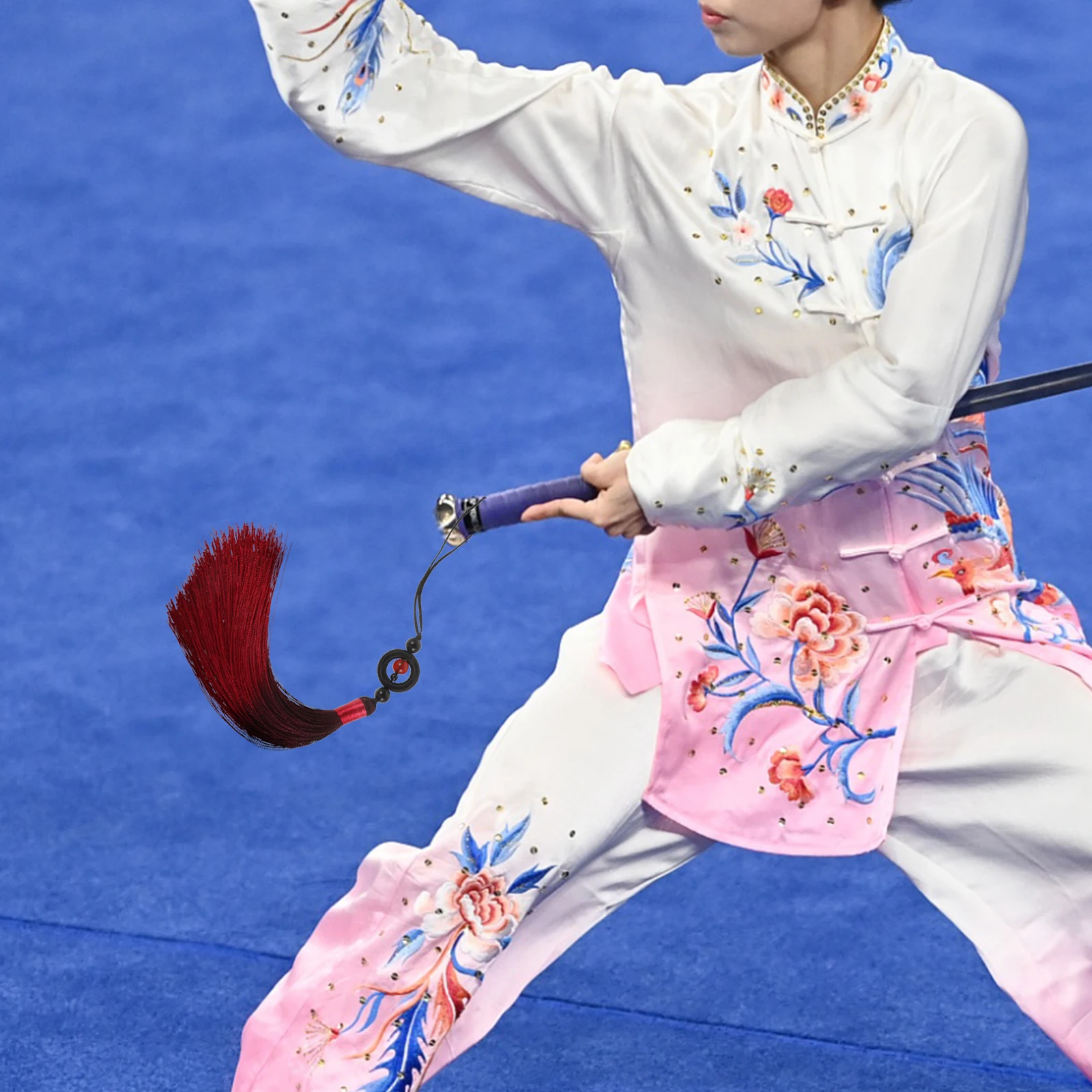 

Chinese Traditional Tassel Vibrant Polyester Hanging Taichi Training Competition Martial Arts Accessory Ornament