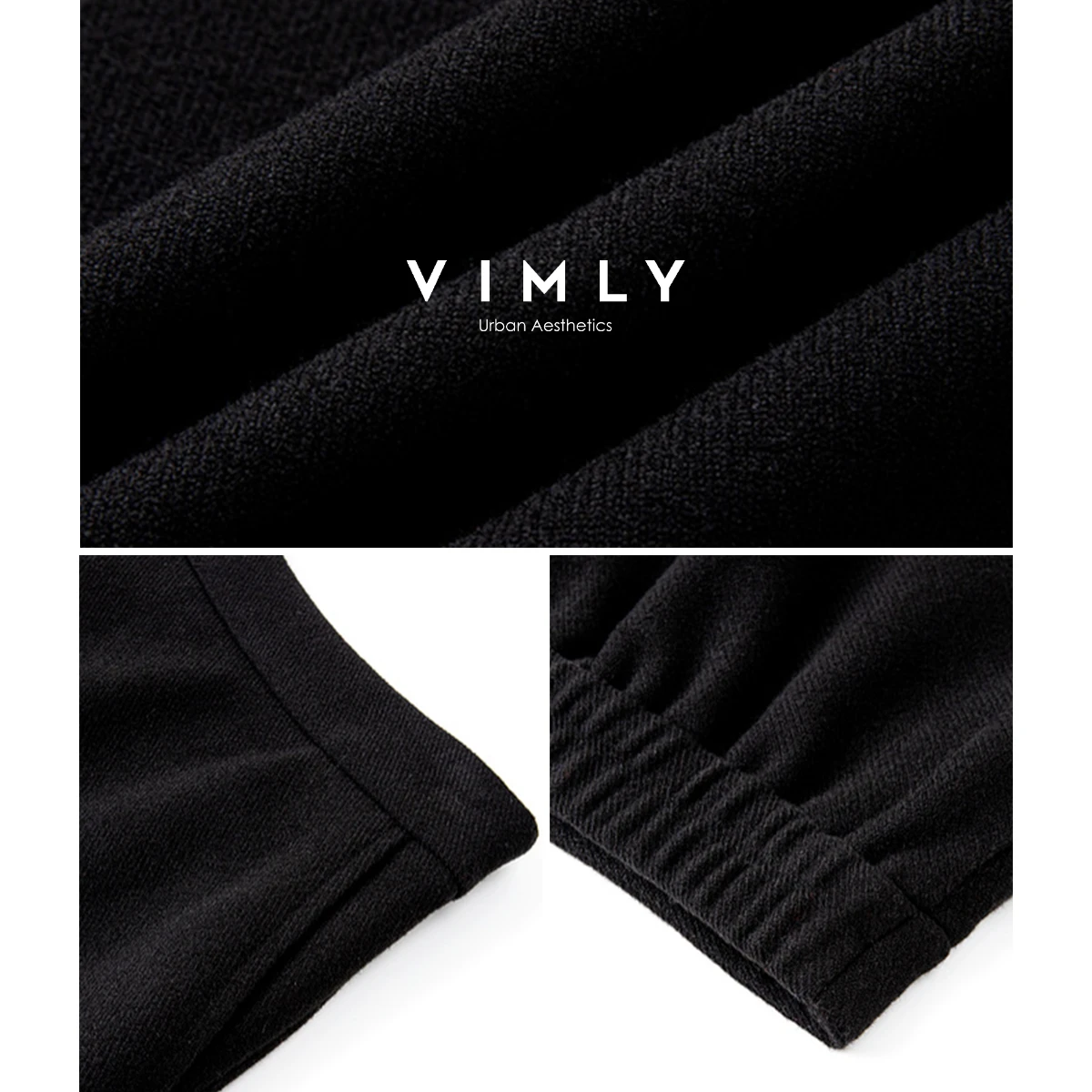 VIMLY Women's Black Long Skirt Elegant Winter 2025 A-line Loose Tweed Ladies Skirts Office Lady Zipper Pocket Female Skirt A2839