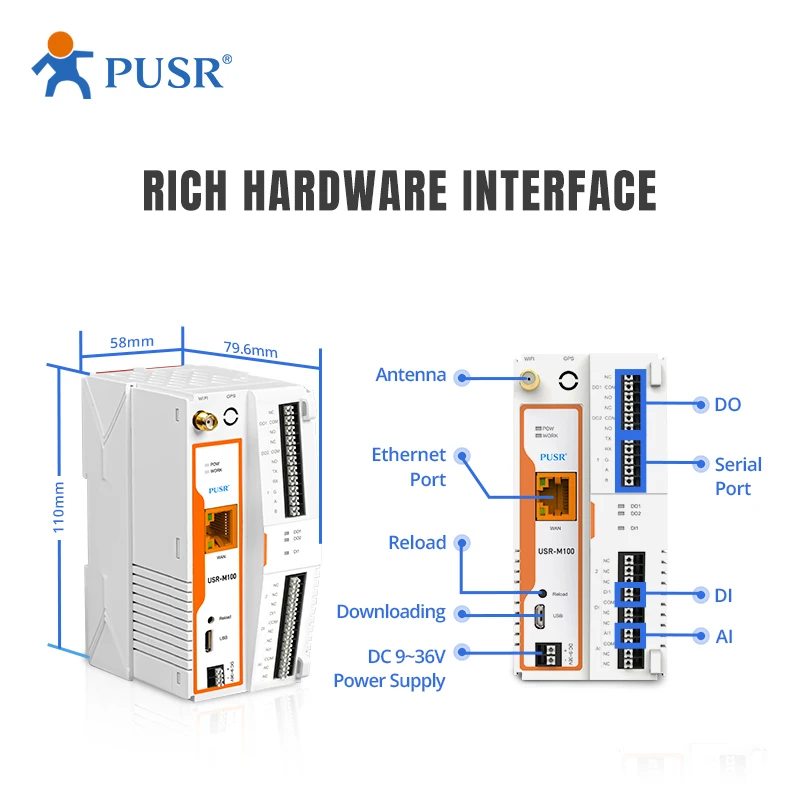 PUSR USR-M100-ARD 산업 Ardunio 개발 IoT 게이트웨이 지지대, 보조 Ardunio C 언어 ESP32 칩셋