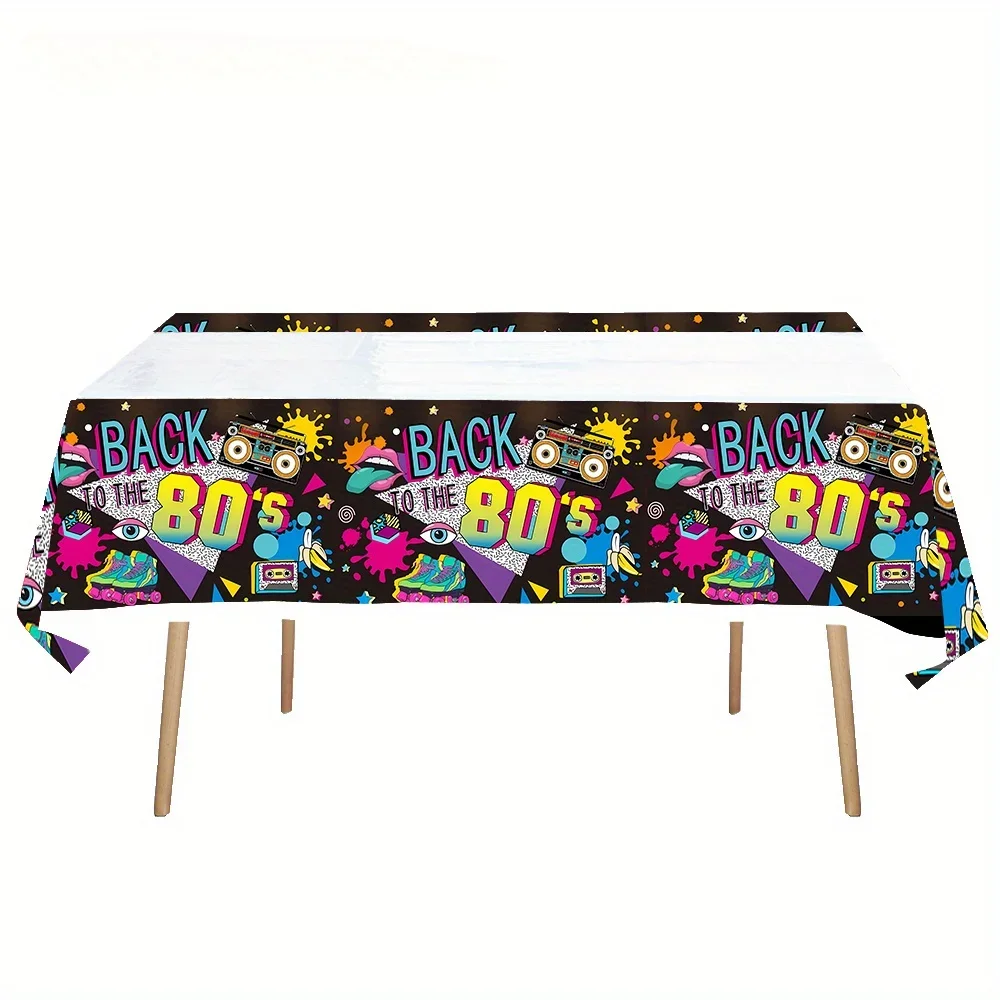 1PC Decorative Tablecloth 80/90 Party Disco Theme Birthday Table Cover for Men and Women