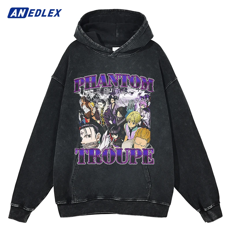 

Hip Hop Men Vintage Hoodie Streetwear Washed Sweatshirt Japanese Anime Graphic Hooded Pullover Autumn Harajuku Cotton Hoodie