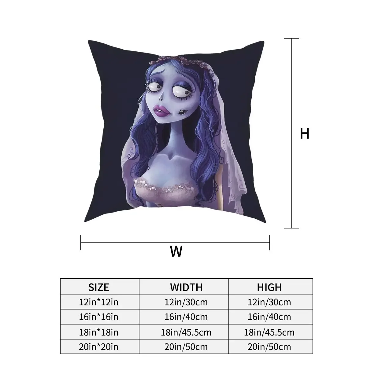 Emily The Corpse Bride Pillowcase Home Decorative Skeleton Cushion Cover Throw Pillow for Living Room Double-sided Printing