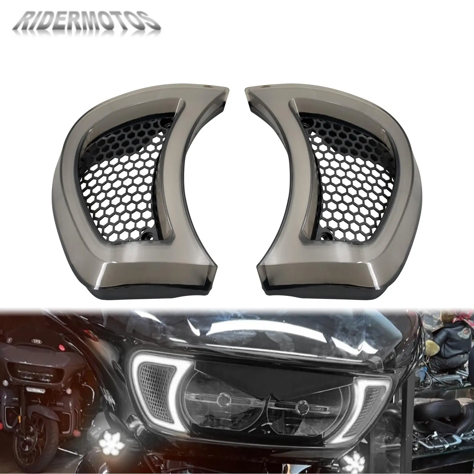 Headlight Vent Accent For Harley Touring  Road Glides 2015-2023 Motorcycle LED Turn Signals Indicator Lights Lamps Accessories