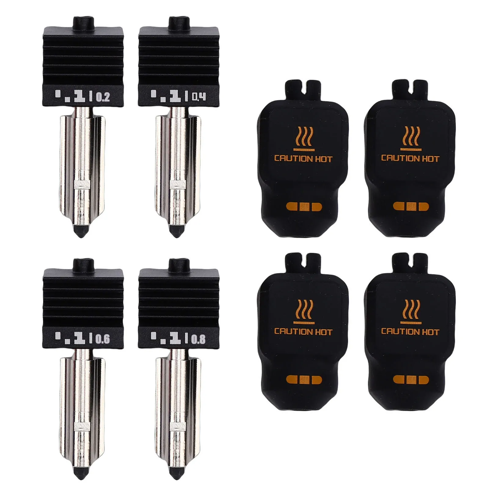 

Комплект из 4 сменных хотэндов для 3D-принтеров Bambu Lab P2S, H2D, H2S, H2C, 0.2, 0.4, 0.6, 0.8 мм, с силиконовыми втулками