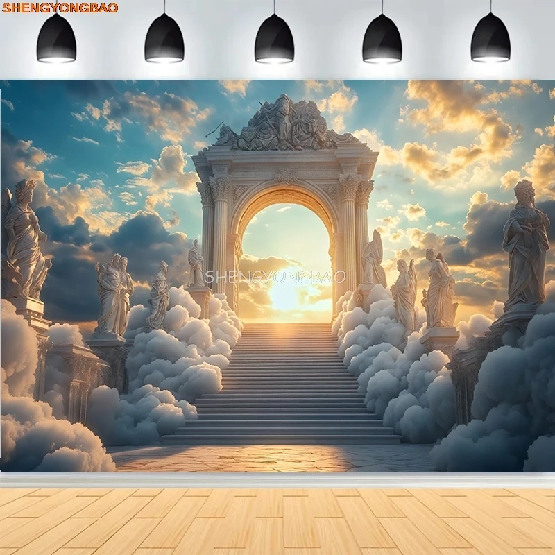 Stairway Heaven Glory Gates Photography Backdrops God Symbol Birth of Holy Baby Jesus Christianity Party Background GHD-04
