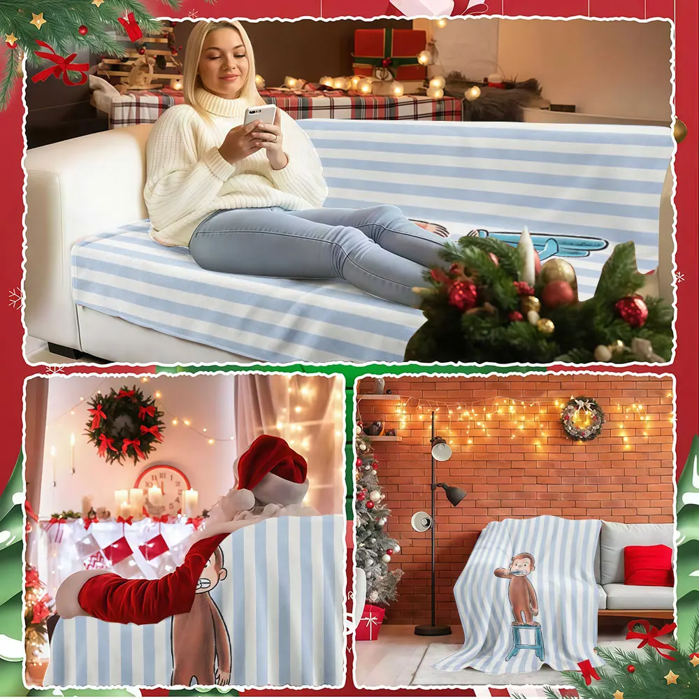 Monkey Brushing Teeth Winter Summer Flannel Blanket Throw Fleece Soft Fuzzy Plush Cozy Fleece Blankets for Sofa Ideal Gifts
