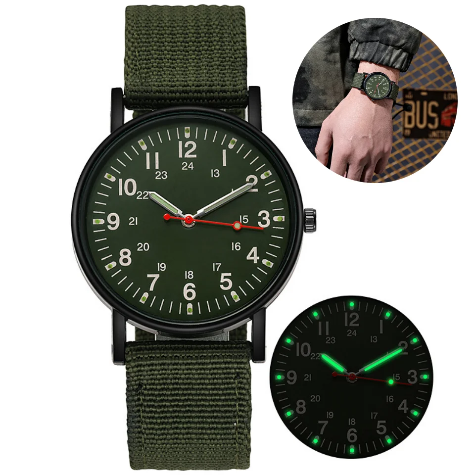 Watches For Male Luminous Nylon Band Military Watch Men Army Wrist Quartz Sports Shock Resistant Wristwatches Luxury Design