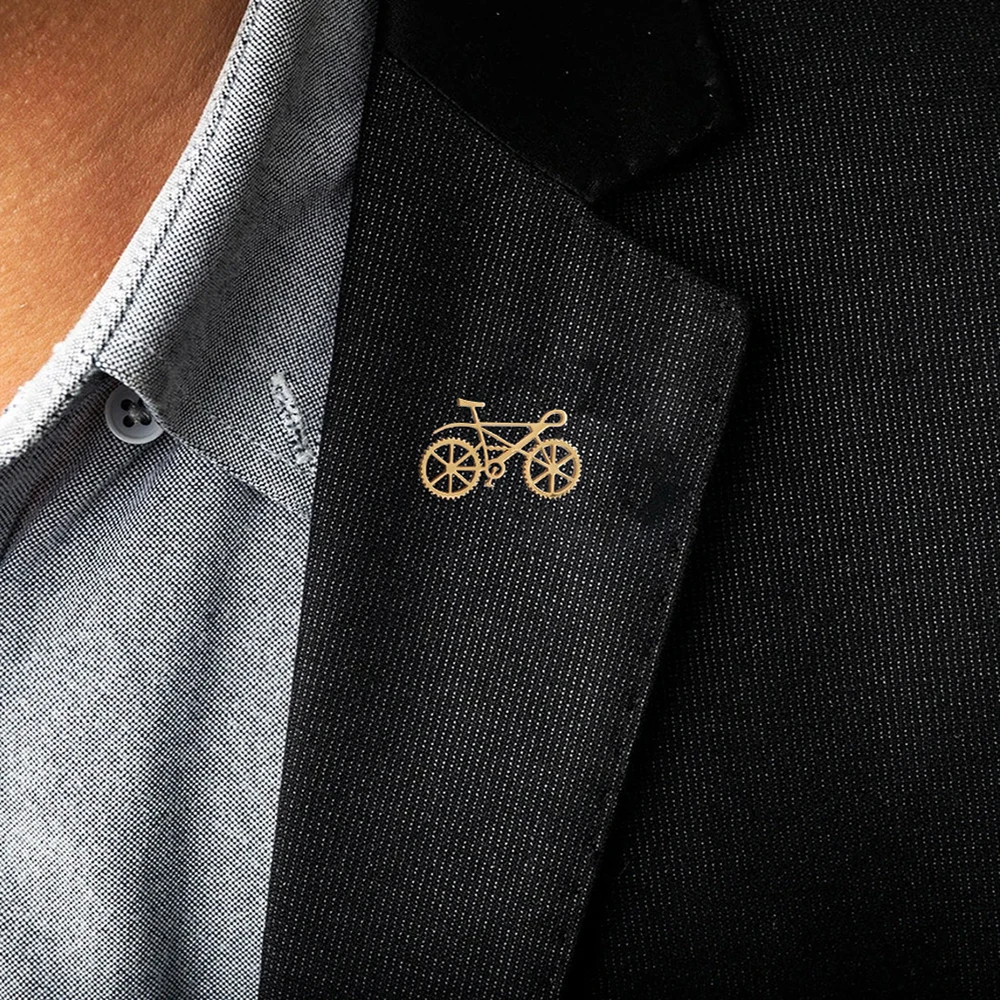 Personalized Bicycle Style, Stainless Steel Metal Waterproof Badge Brooch, 18K Gold-Plated Gold Brooch, Christmas Gift