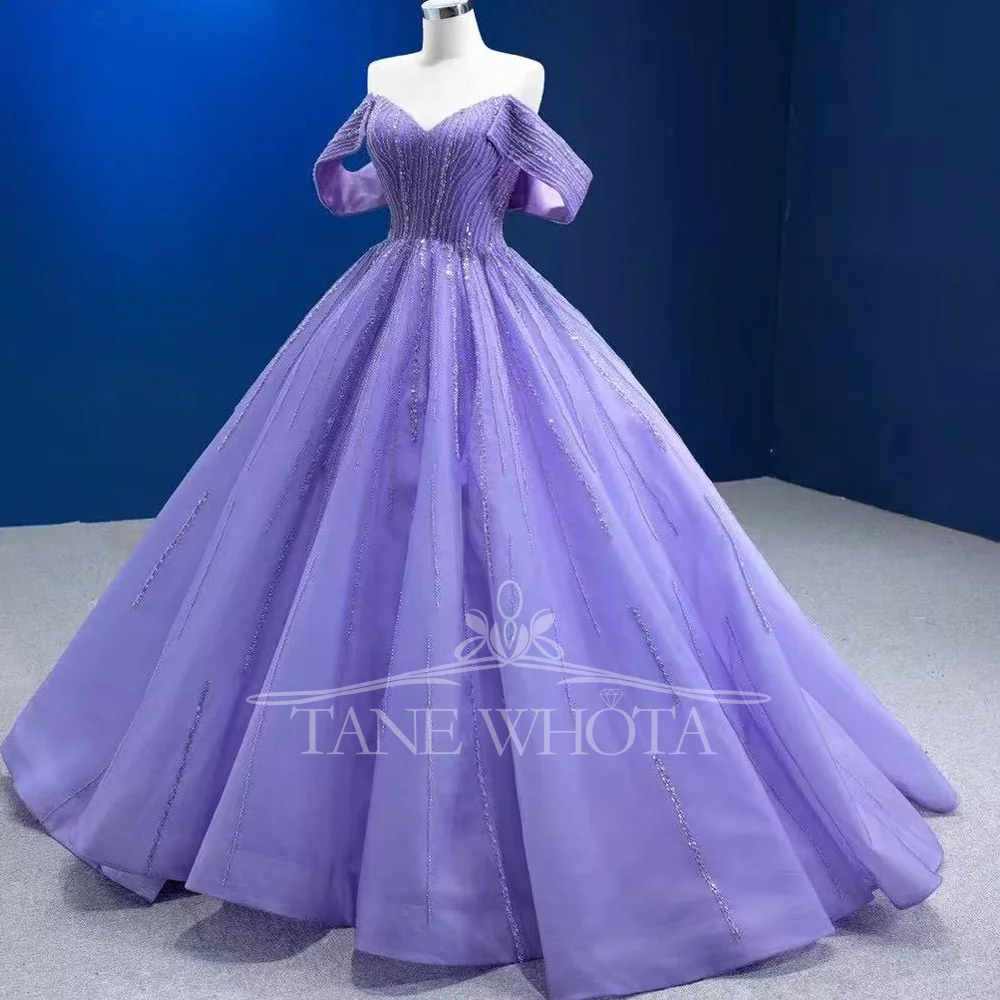 Women's Sweetheart Evening Dress Lace up Back Sequined Luxury Purple Lilac Long Customized Prom Gown For Special Occasions - view 4