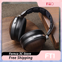 FiiO FT1 HIFI Wired Headphones Walnut Wood CCAW 60mm Dynamic Earphones Nanowood Fiber Composite Diaphragm Custom Esport Headsets