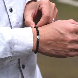 Simple Style Turkey Evil Eyes Bracelet For Men 4mm Rice Beads Braslet Natural Coconut Husk Braclet Gifts For Him Pulseria Homme