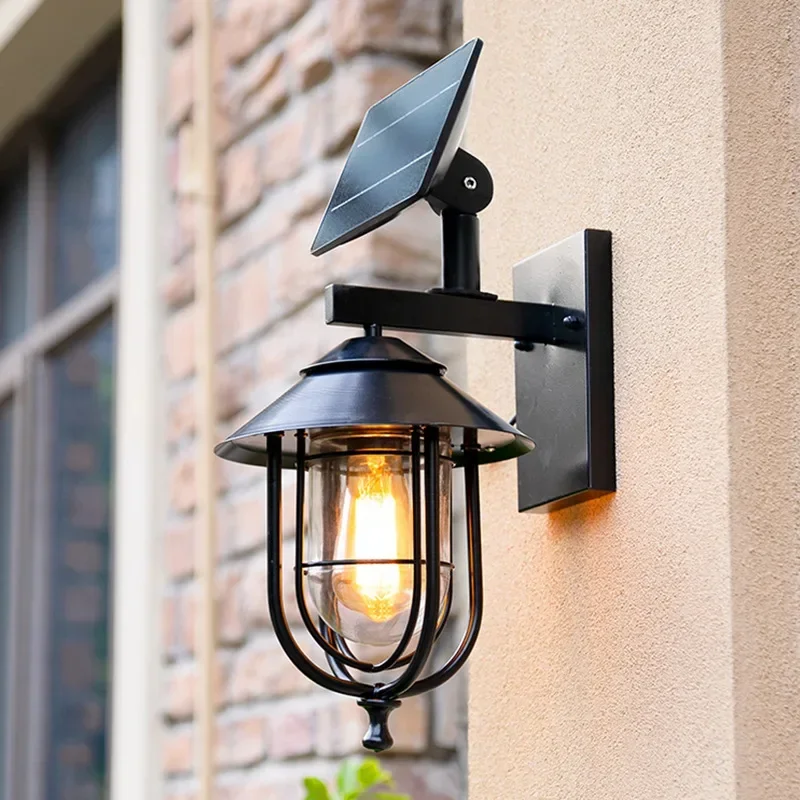 Waterproof LED Solar Wall Lights Villa Courtyard Exterior Light Outdoor Terrace Pendant Lighting