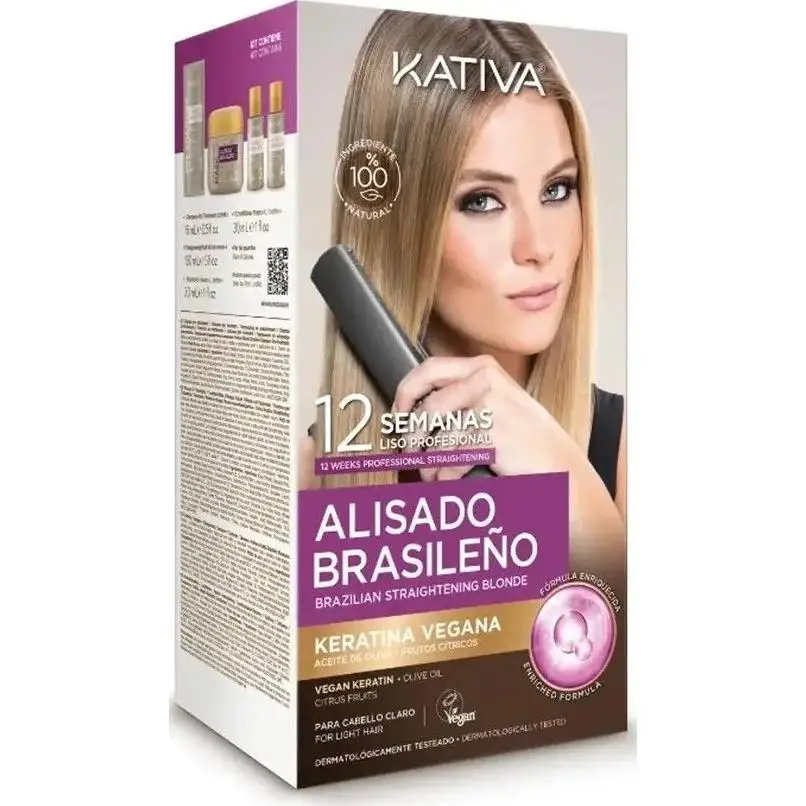 Kativa Kit Alisado Brasileño Cabellos Rubios Con Keratina Vegetal
