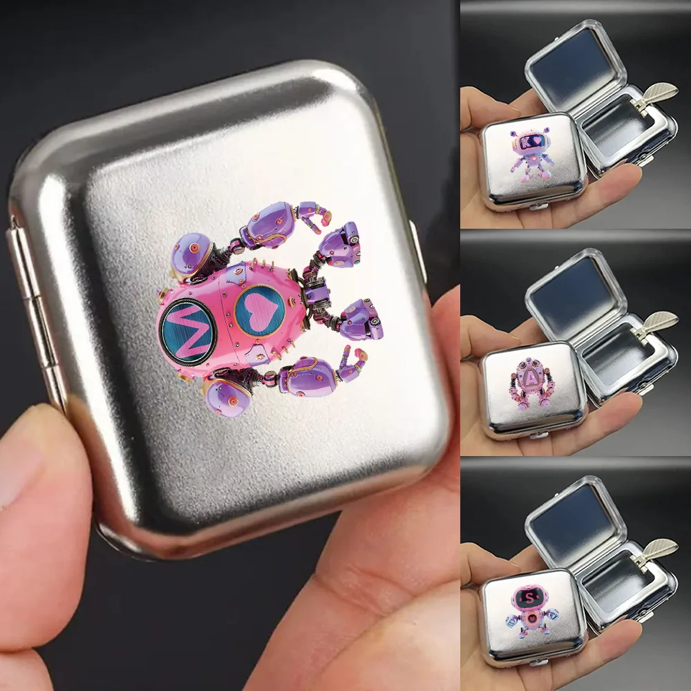

Creative Car Ashtrays Portable Cigarette Ash Container For On-The-Go Use Stylish Pocket Ashtray Ideal Gift Robot Letters Pattern