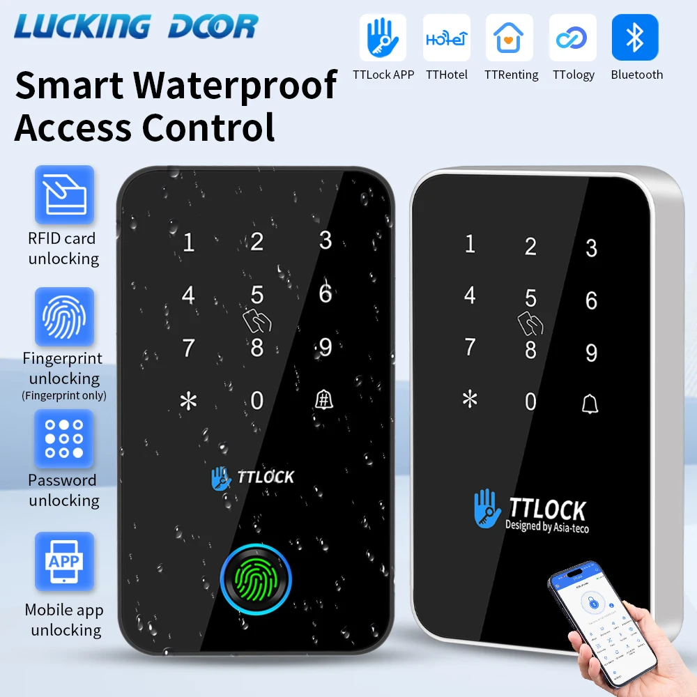 BSTUOKEY IP67 Waterproof TTlock Smart Lock Access Control Keypad Outdoor Fingerprint Passcode Bluetooth 13.56MHZ Card App Unlock