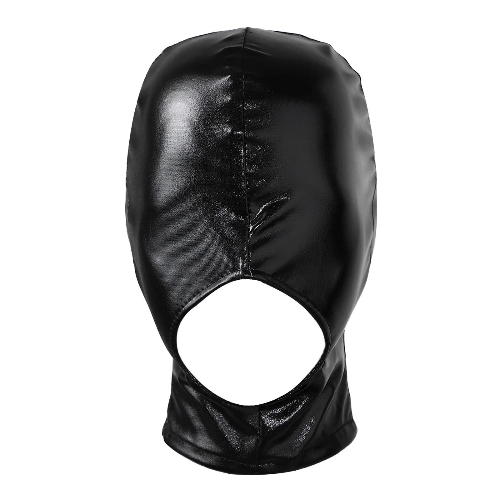 Unisex Latex Hood Mask Shiny Bronzing Open Mouth Hole Headgear Headpiece Full Face Mask Hood Role Play Costume Latex Headgear