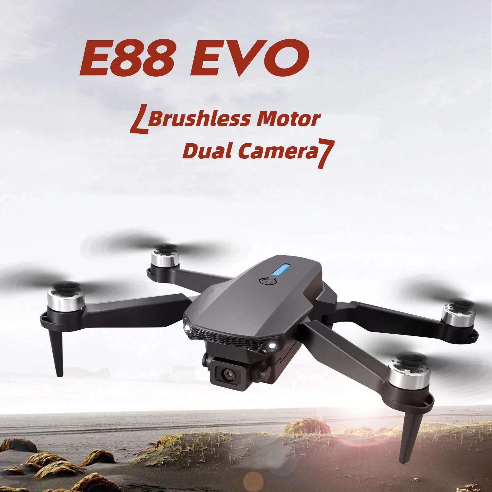 E88EVO Brushless Power Optical Flow Positioning Foldable Remote Control Aircraft Drone 4K FPV Dual Camera Children's Toy Drone