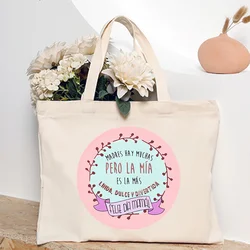 Mia madre è la più bella borsa da donna in tela con stampa dolce e interessante, borsa tote portatile di grande capacità, regalo per la festa della mamma