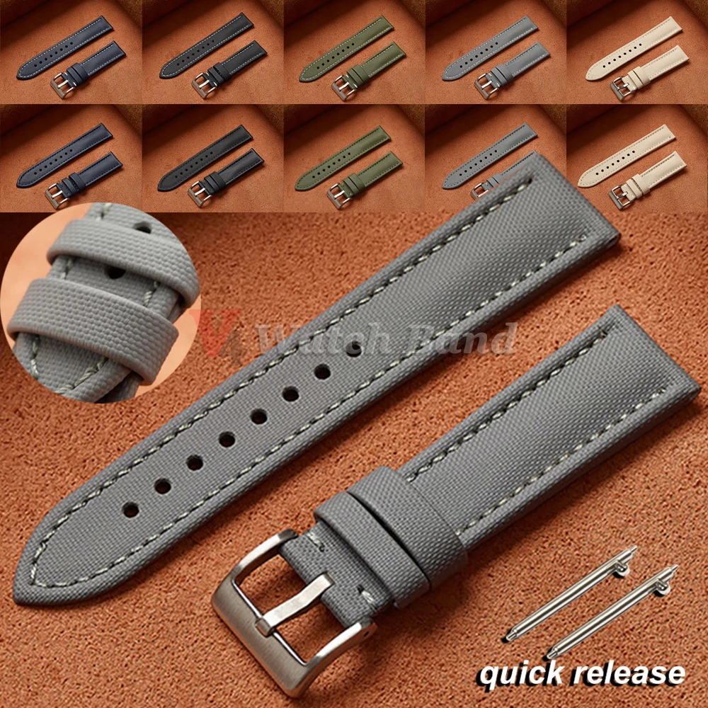 Genuine Sailcloth Watch Band Premium Sailcloth Strap 18mm 19mm 21mm Waterproof Nylon Quick Release Bracelet 20mm 22mm Wristbelt