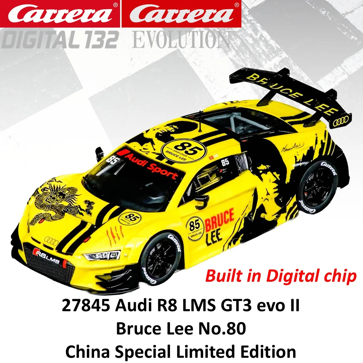 Carrera Slot Car Digital132/124 Audi R8 LMS GT3 evo II Bruce Lee No.80 إصدار محدود 32095/24002/Evolution 27845 China Special