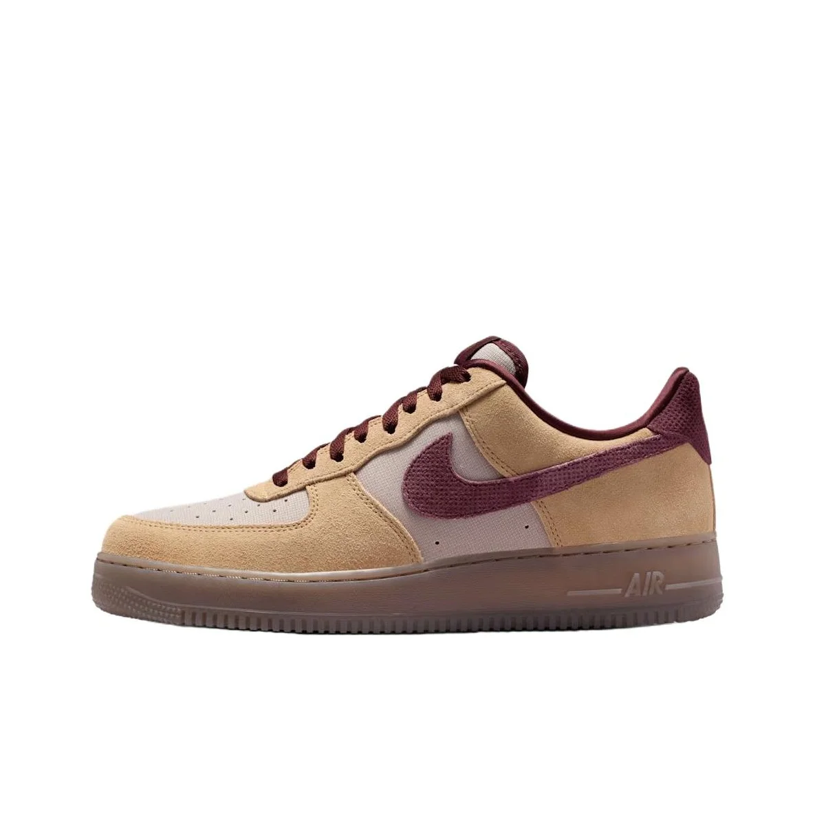 Nike Air Force 1 Leather, Textile Skateboard Shoes Men's Brown Red IQ3408-286