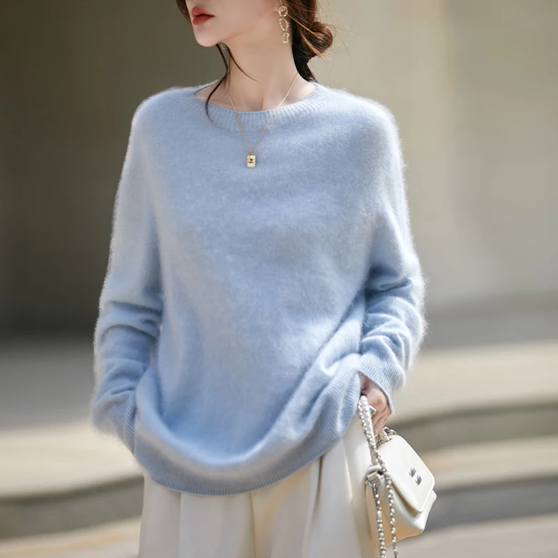 WinvyNee 여성 의류 브러시 울 오 넥 핑크 인과 스웨터 소프트 솔리드 니트 탑 풀오버 점퍼 겨울 A1713001