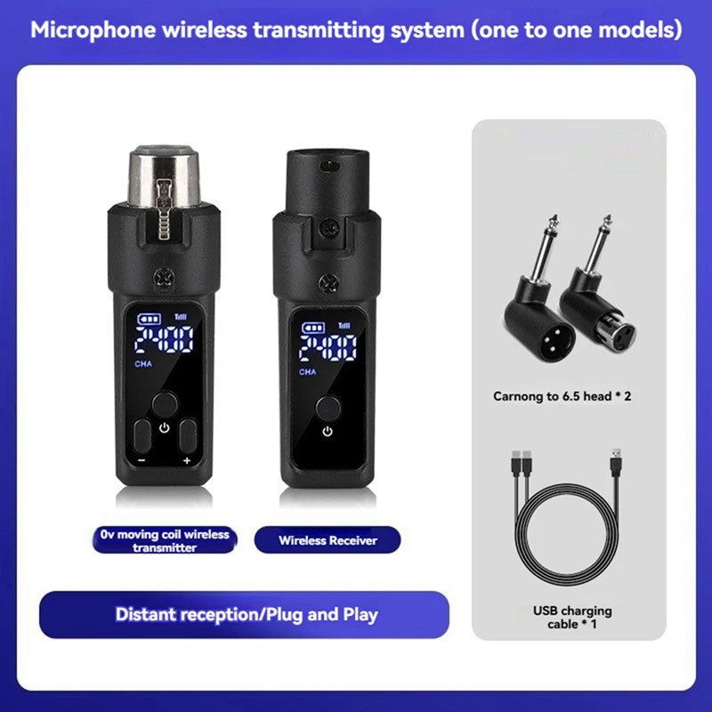 WISH UHF Wireless Microphone Converter XLR Rechargeable Transmitter & Receiver Microphone For 0V Dynamic Microphones