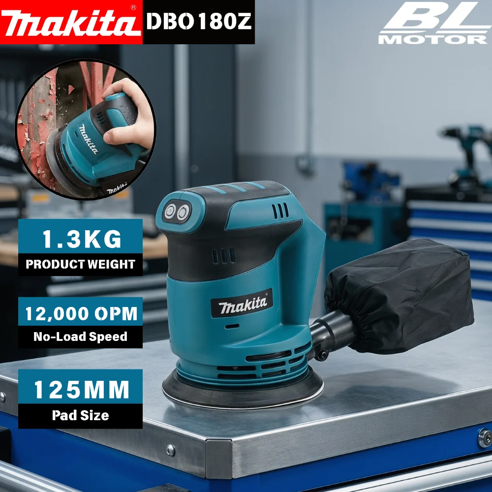 Makita DBO180Z 18V Brushless Random Orbital Sander Multi Speed Li Ion Polisher Bare Tool For DIY And Professional Wood Sanding