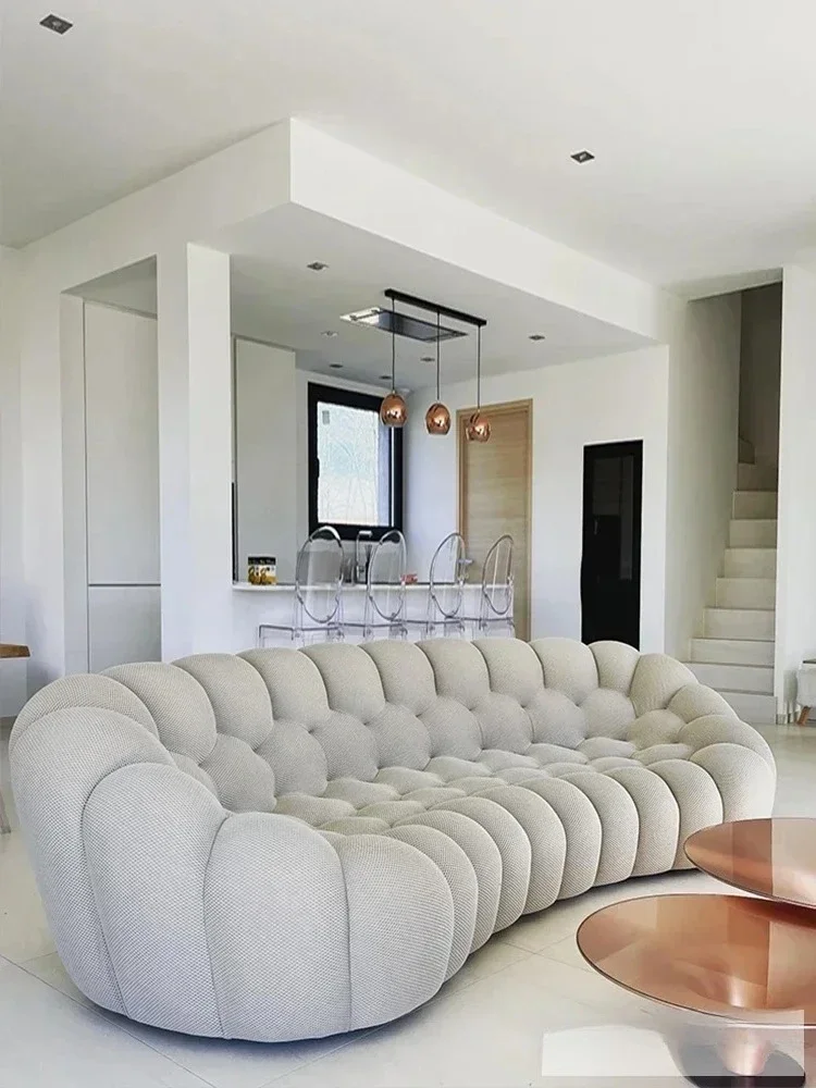 Cloud Curved Sofa Stylish Fabric Designer Couch Fluffy Cloth Sofa Sets Modular Football Sofa for Living Room Furniture - view 6