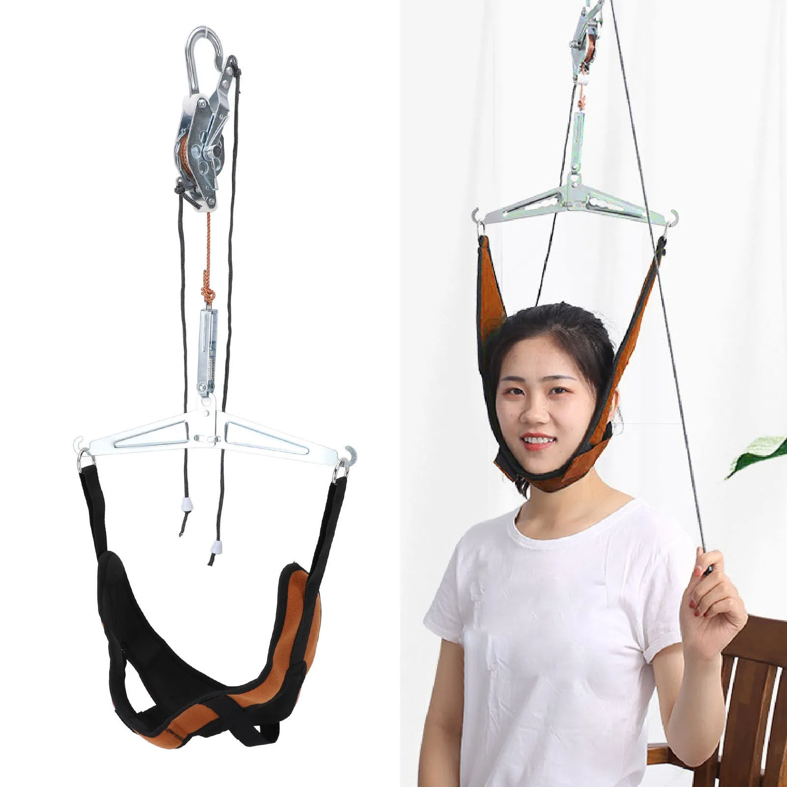 Cervical Neck Traction Device Metal Over Door for Home Use Portable Neck Stretcher Hammock for Neck Decompressor