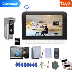 7 Inch WiFi Video Intercom with Lock 3A Power Supply Outdoor Doorbell Camera Wireless Tuya Visual Door Phone for Home Security