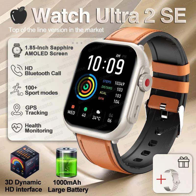 Für IOS Uhr Ultra 2 SE Männer Frauen Smart Armband 1000 mAh Batterie GPS AMOLED Display Bluetooth Anruf Sport wasserdichte Intelligente Uhr