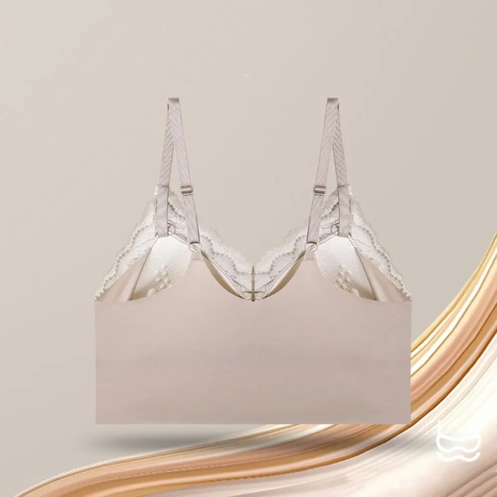 

Comfortable Thin Lace Seamless Bra Mesh Flower Deep V Wireless Bras Shockproof Anti-sagging Underwear for Women Gifts