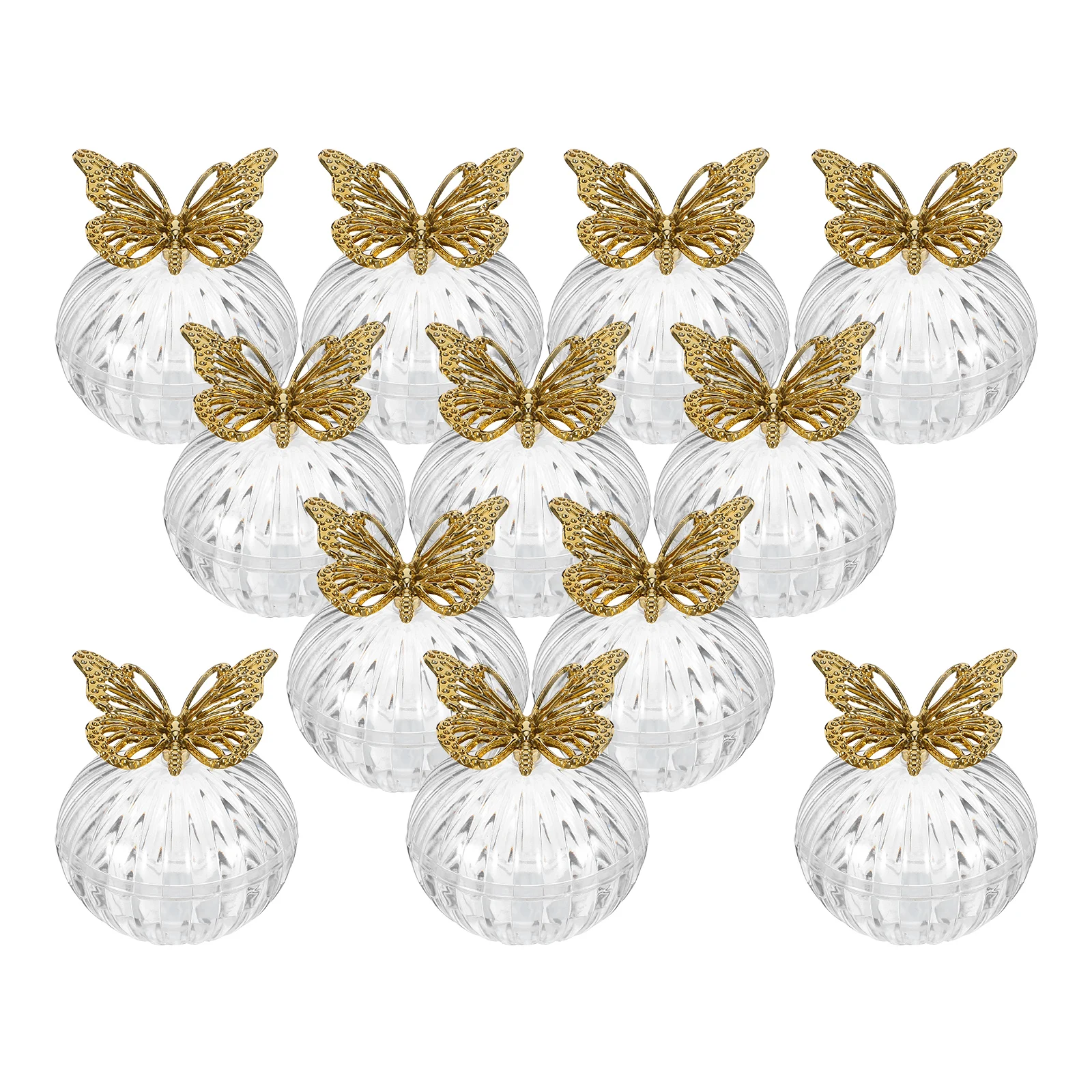 

12Pcs Plastic Wedding Candy Box European Butterfly Top Clear Round Bottom Container for Candies Chocolates Wedding