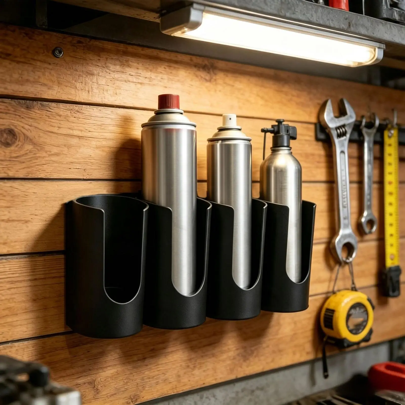 Spray Paint Can Holder 4 Slots Wall-Mounted Aerosol Bottle Storage Rack Fits Diameters Up To 60mm Spray Can Rack For Garage