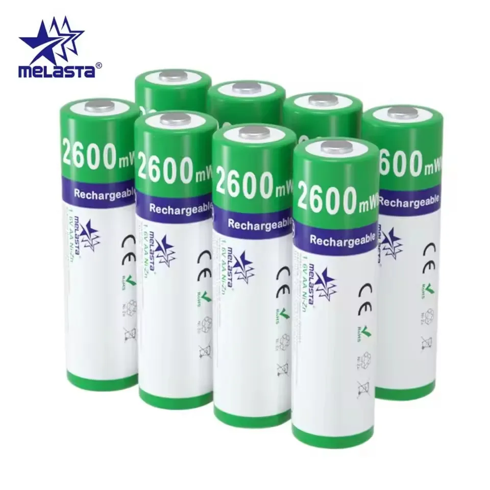 Melasta NIZN AA 1.65V 2600mWh Rechargeable Battery 2A Ni-Zn Rechargeable Batteries For Toys MP3 Solar Lights Camera MP4 RC Car