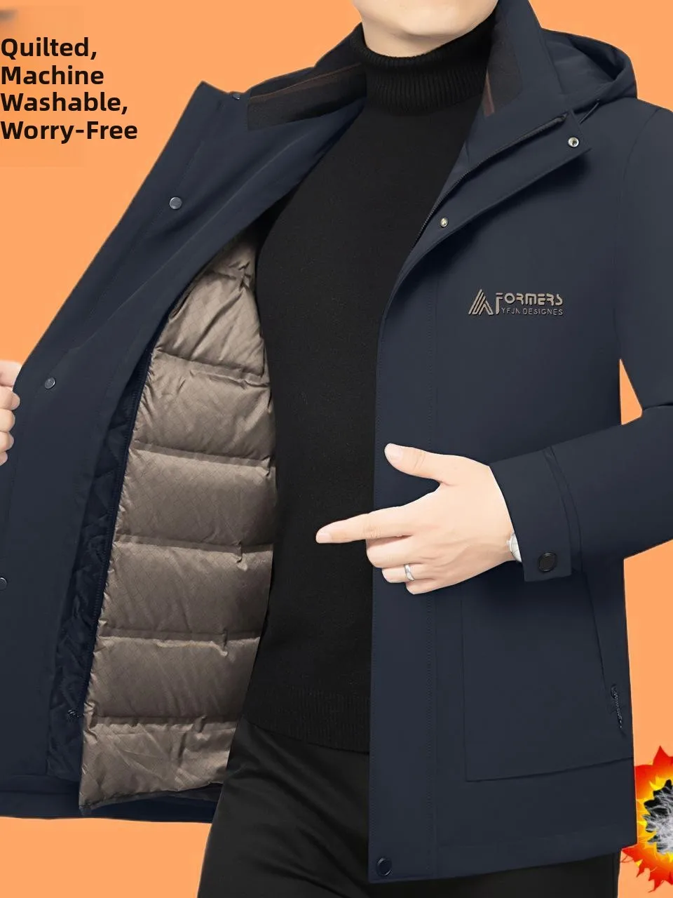 

Men's Faionable Casual Thiened Hooded down Jaet Removable Inner Winter 2025 New Arrival Warm Commute Sle