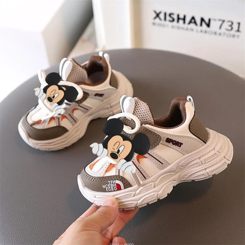 Disney Mickey Minnie Children's Sneakers Boys Girls Soft Sole Non-slip Casual Student Running Shoes Baby Kids School Sports Shoe