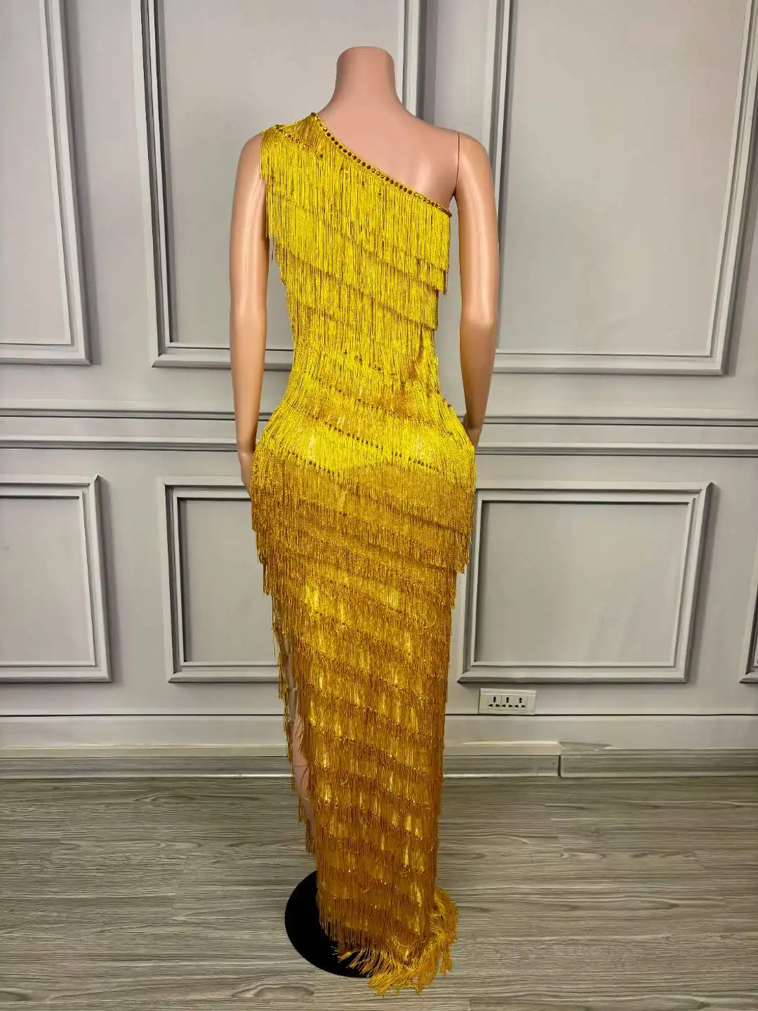 Floor Length Long Fringe Dress For Women Dance Singer Stage Wear Ballroom Mardi Gras Show Festival Wedding Night Dressy 2024