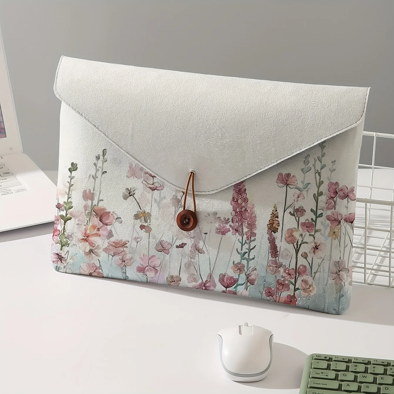 Floral print pattern laptop bag with soft laptop fabric cover, suitable for laptop soft cover storage and tablet storage bag